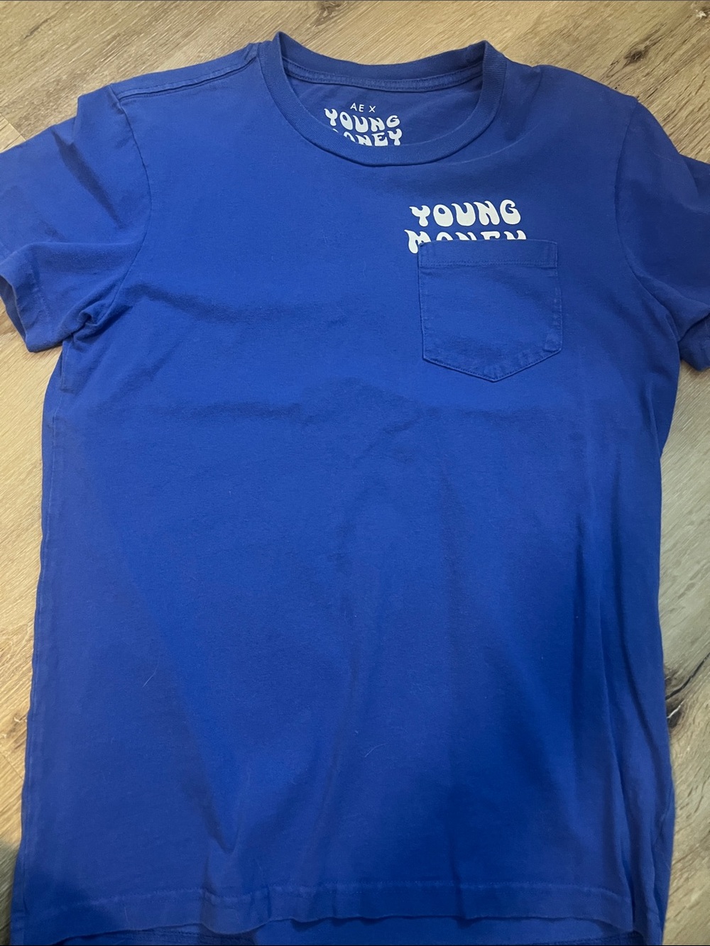American Eagle Outfitters Royal Blue 'Young Money' Pocket Tee